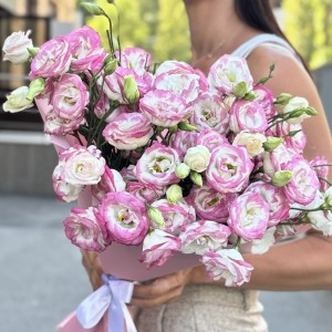 Букет из 15 бело-розовых эустом