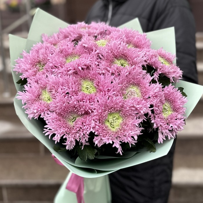 Букет из 15 розовых хризантем Этруско