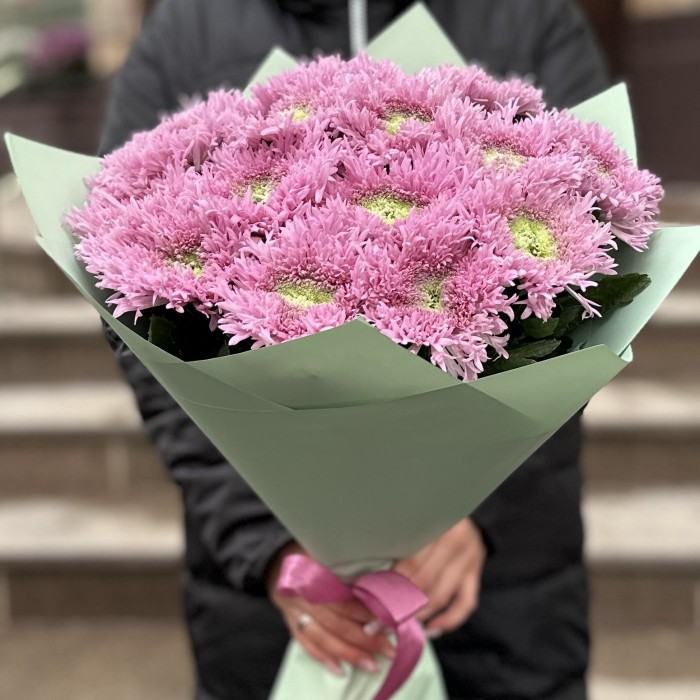 Букет из 15 розовых хризантем Этруско