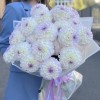 Букет из 21 бело-сиреневой георгины