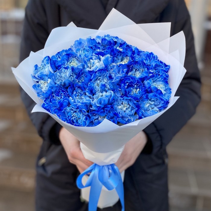 Букет из 25 гвоздик Блю Вайт Молли