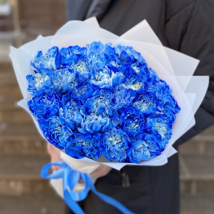 Букет из 25 гвоздик Блю Вайт Молли