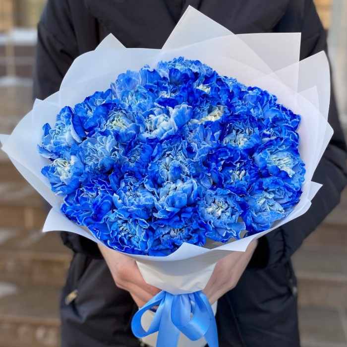 Букет из 25 гвоздик Блю Вайт Молли