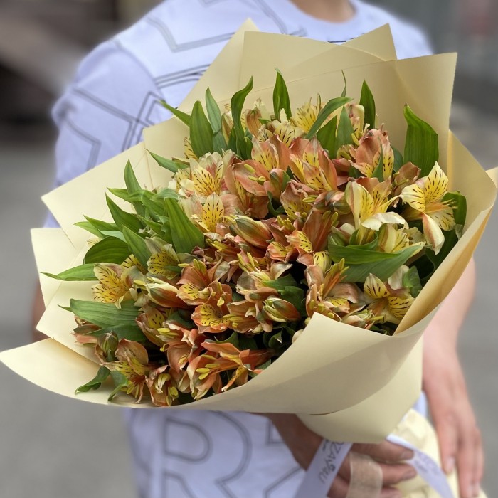 Букет из 25 оранжевых альстромерий