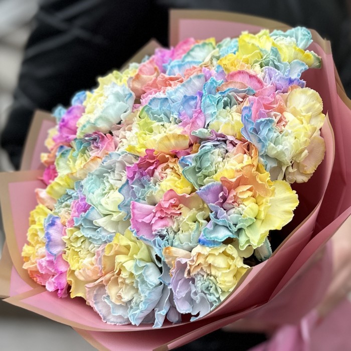 Букет из 25 радужных гвоздик