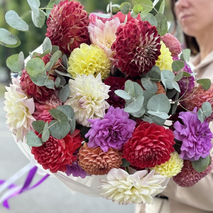 Букет из 29 георгин Яркий микс