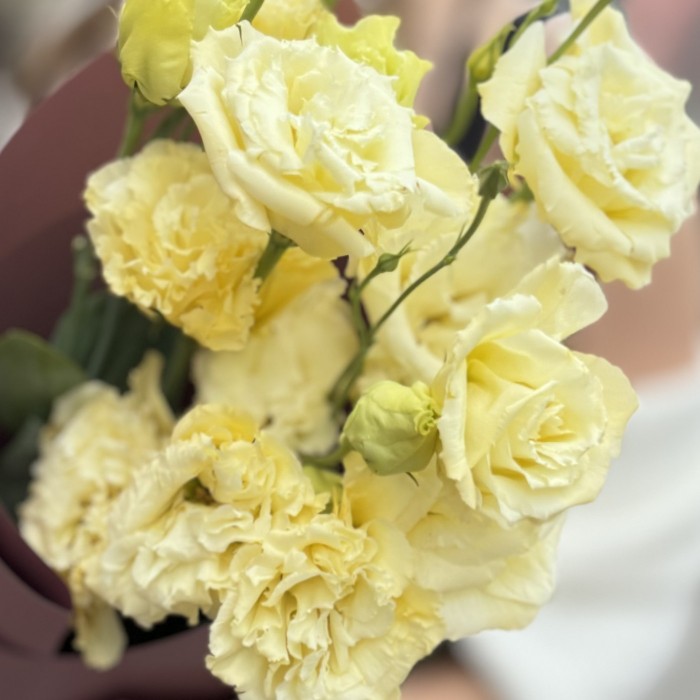 Букет из 3 махровых кремовых эустом