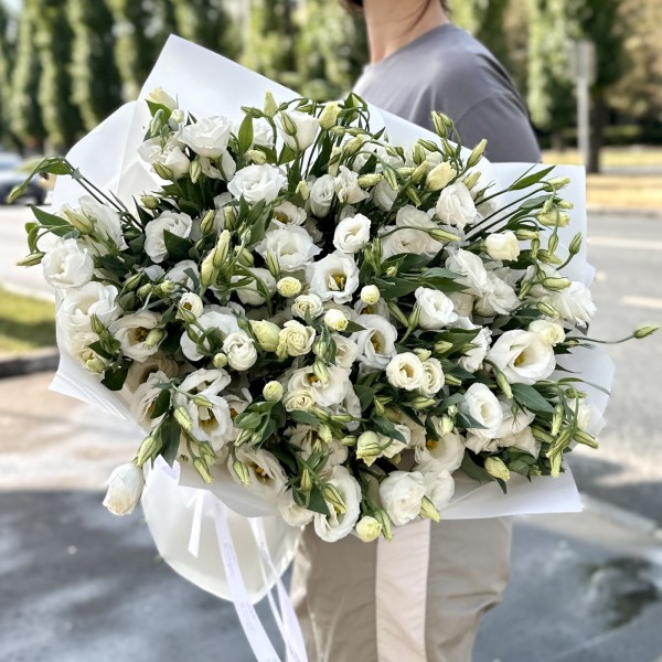 Букет из 51 белой эустомы