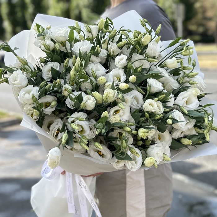 Букет из 51 белой эустомы