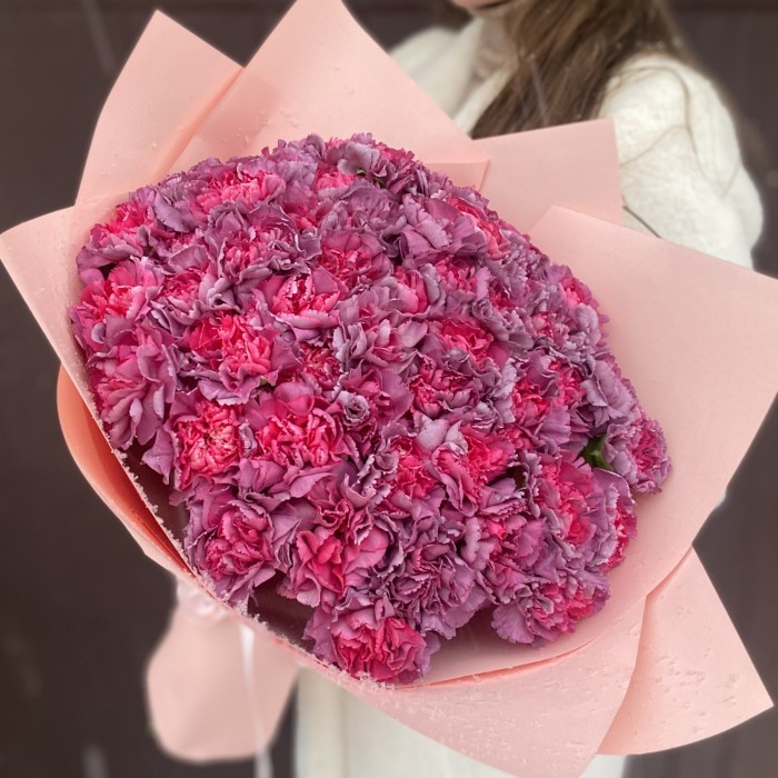 Букет из 51 гвоздики сорта Гипноз