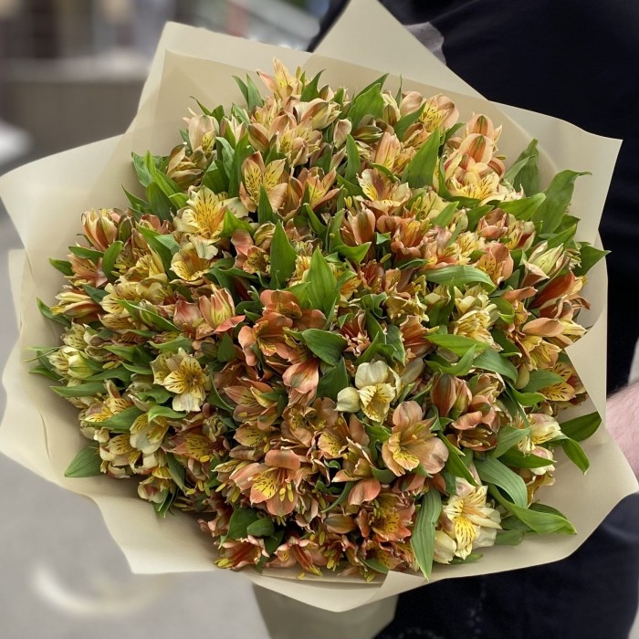 Букет из 51 оранжевой альстромерии