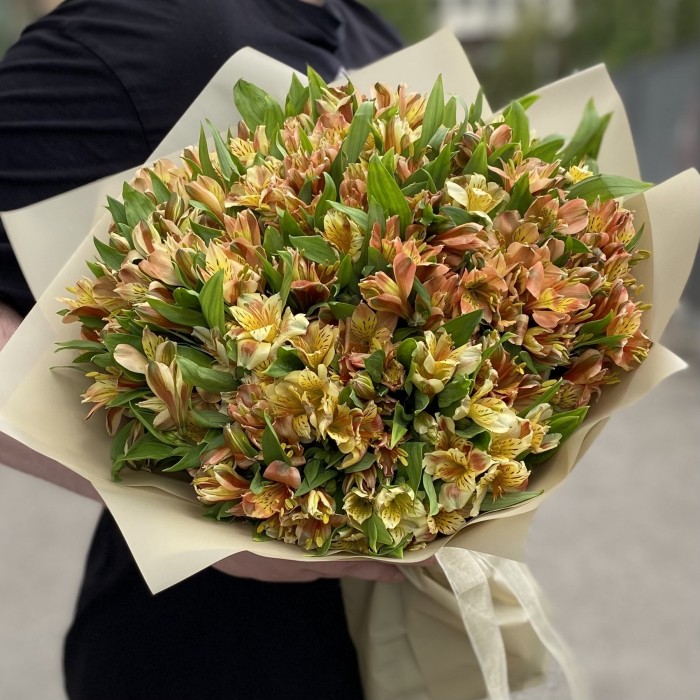 Букет из 51 оранжевой альстромерии