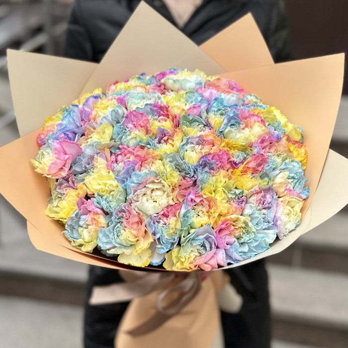 Букет из 51 радужной гвоздики