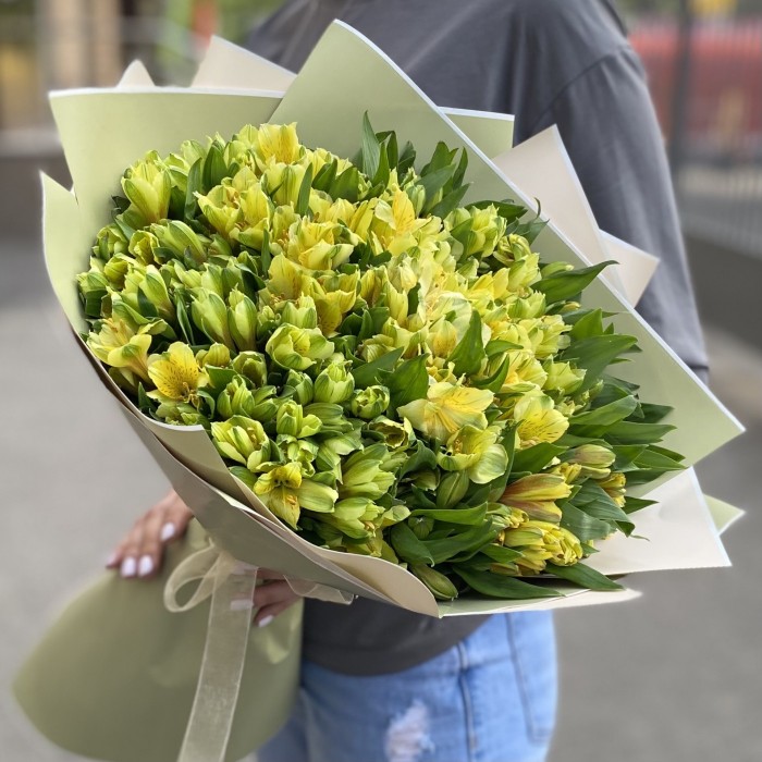 Букет из 51 желтой альстромерии