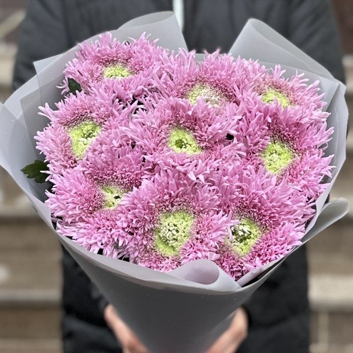 Букет из 9 розовых хризантем Этруско