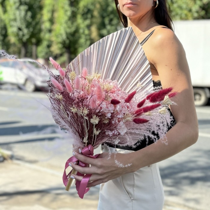 Букет из сухоцветов Розовая Искра