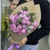7 кустовых пионовидных роз Лавэндер Лейс с эвкалиптом