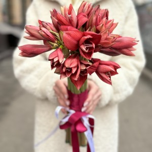 Букет невесты из красных амарилисов