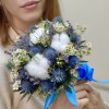 Букет невесты с хлопком и эрингиумом Лунная мелодия