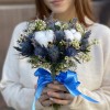 Букет невесты с хлопком и эрингиумом Лунная мелодия