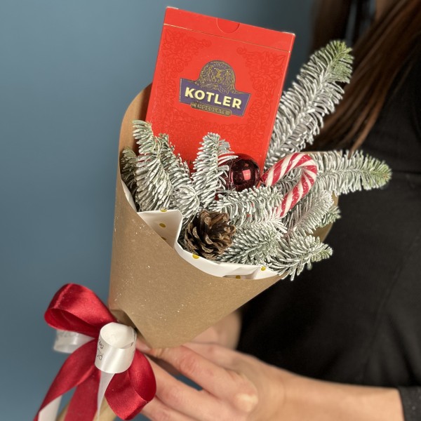 Корпоративный новогодний букет Мини подарок