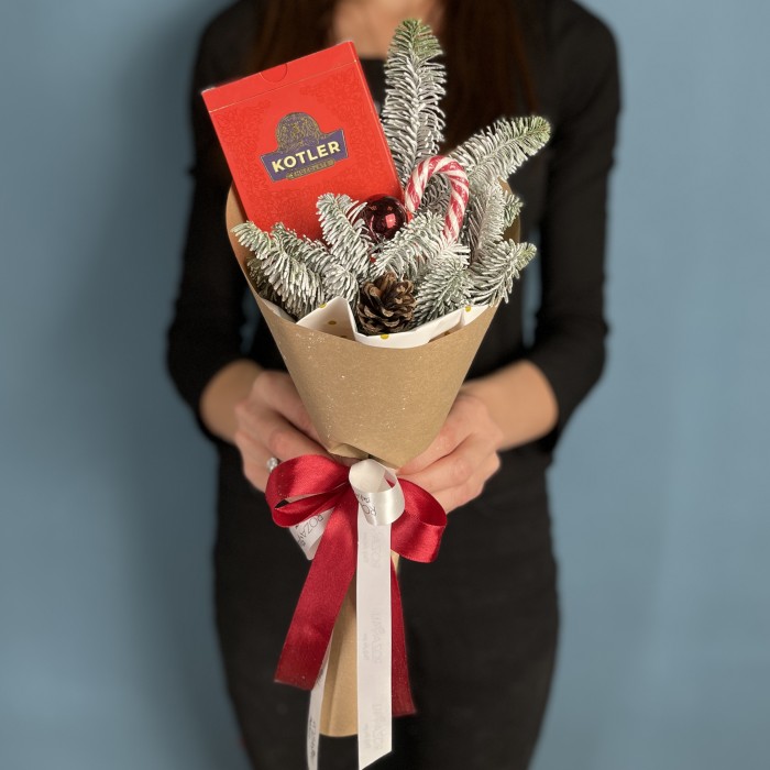 Корпоративный новогодний букет Мини подарок