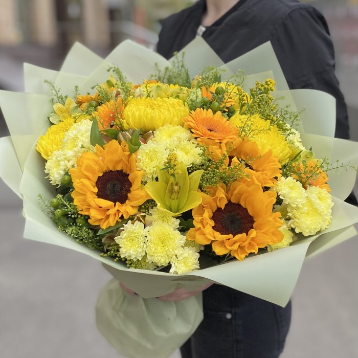 Букет с подсолнухами Солнечные Блики