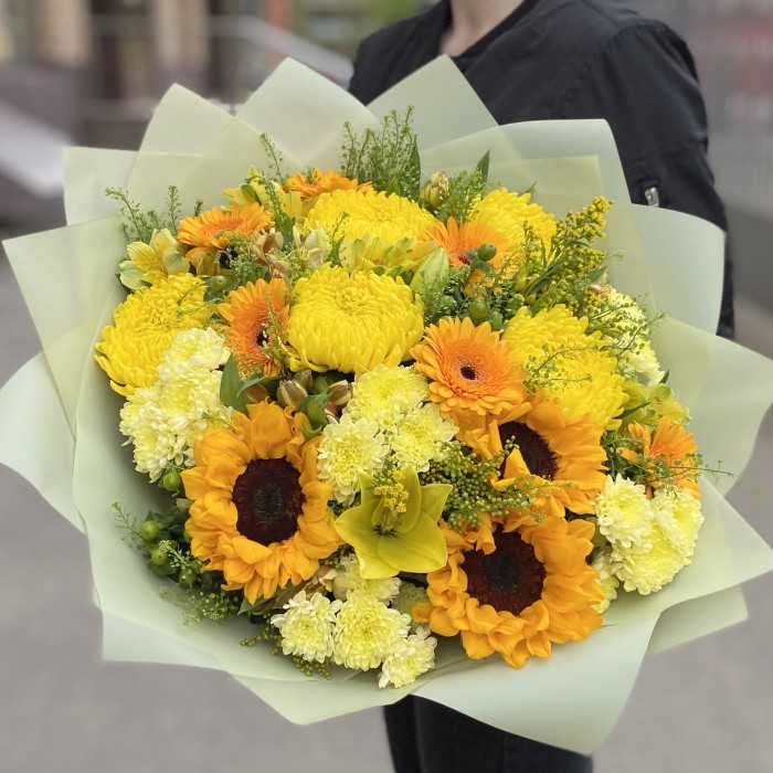 Букет с подсолнухами Солнечные Блики