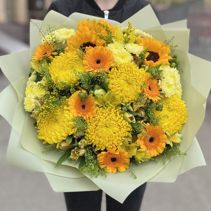 Букет с подсолнухами Солнечные Блики