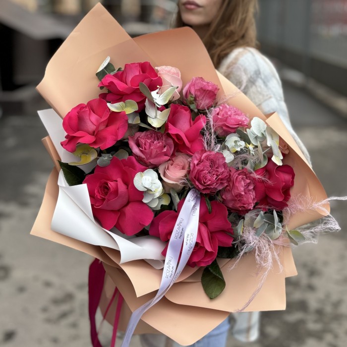 Букет с розами Малиновое небо