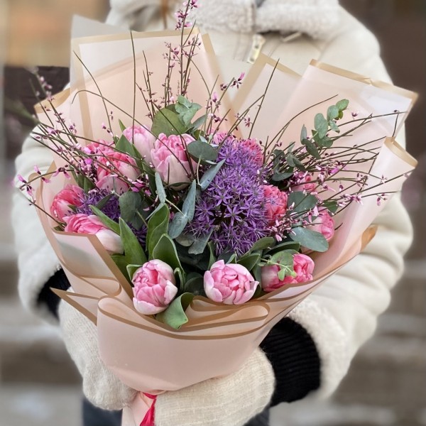 Букет с тюльпанами Весеннее настроение