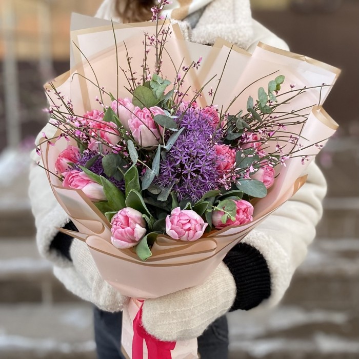 Букет с тюльпанами Весеннее настроение