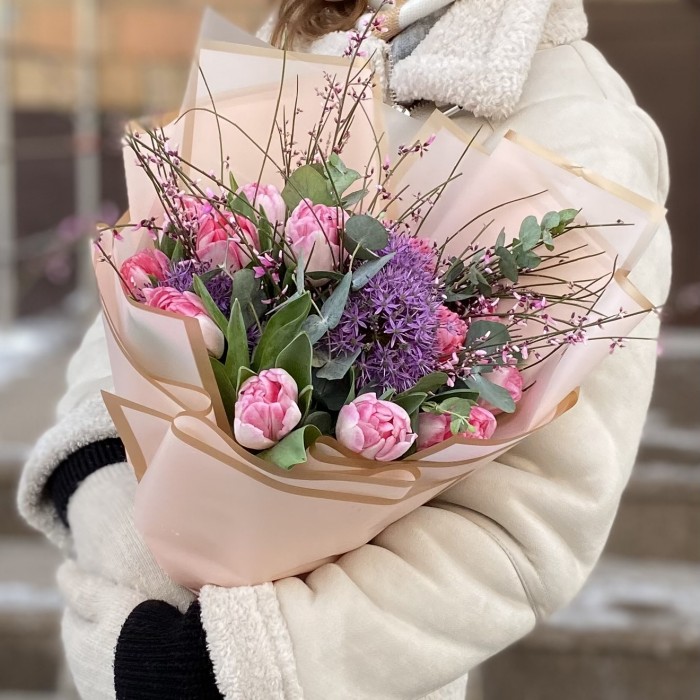 Букет с тюльпанами Весеннее настроение