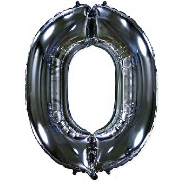 Черный фольгированный шар цифра 0