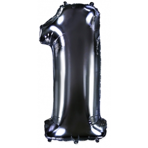 Черный фольгированный шар цифра 1
