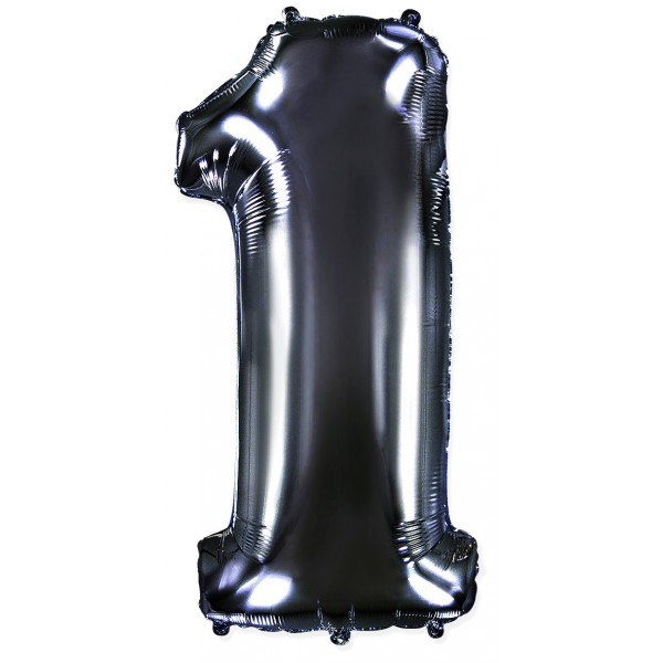 Черный фольгированный шар цифра 1