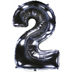 Черный фольгированный шар цифра 2
