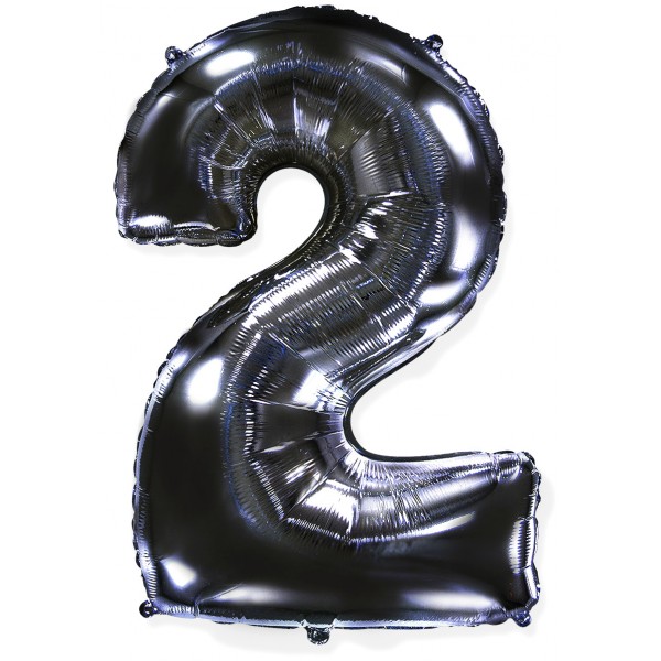 Черный фольгированный шар цифра 2