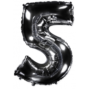 Черный фольгированный шар цифра 5