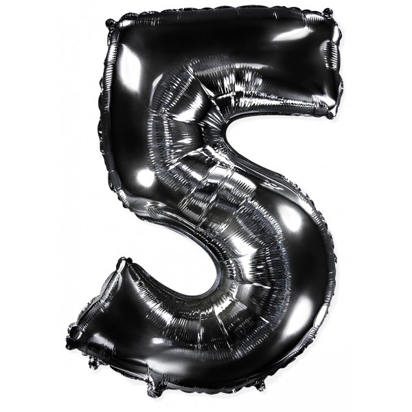 Черный фольгированный шар цифра 5