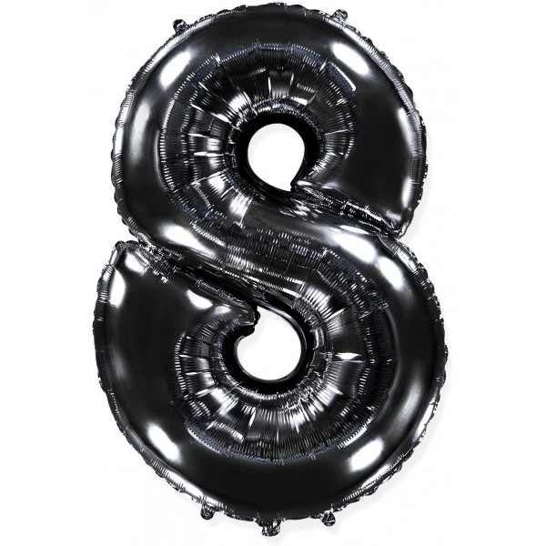 Черный фольгированный шар цифра 8