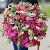 Цветы в корзине Малиновый MIX