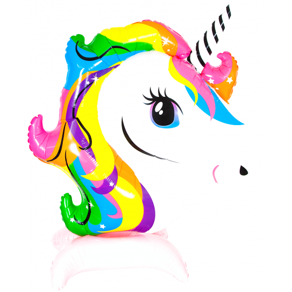 Шар фигура на подставке радужный единорог Розовый