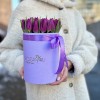 Фиолетовые тюльпаны в лиловой коробке
