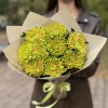 Букет из 9 зелено-оранжевых хризантем  Россано Элизабет