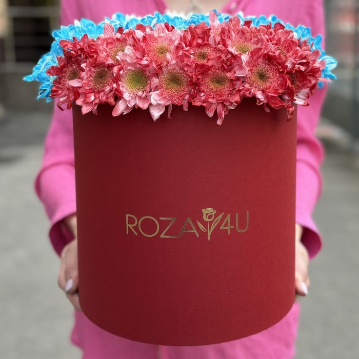 Хризантема в коробке Флаг России