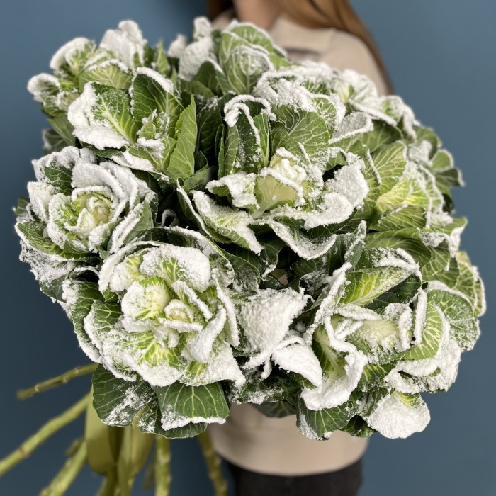 Интерьерный букет Брассика в снегу