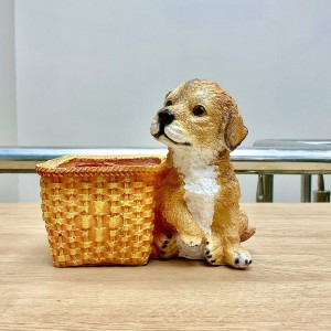 Кашпо Щенок у квадратной корзины