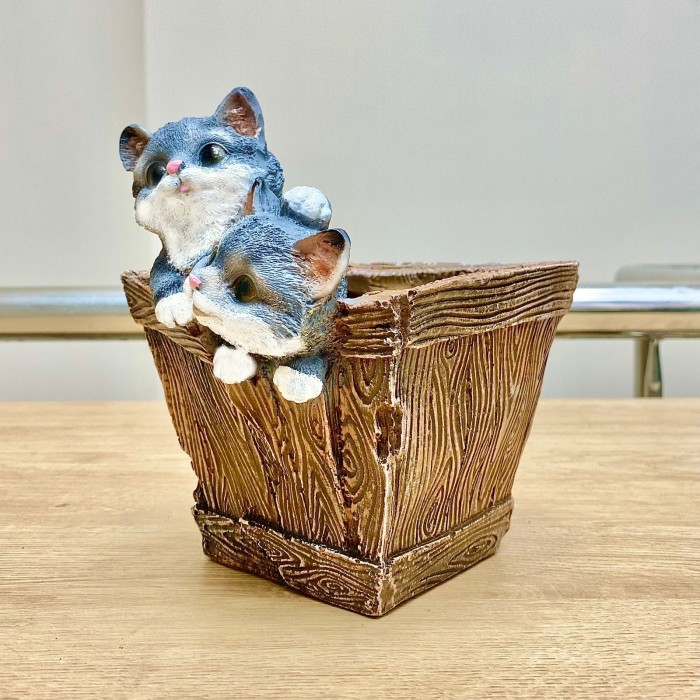 Кашпо ящик с котятами