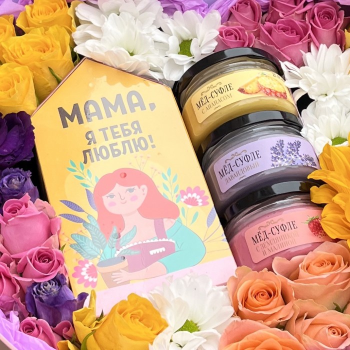 Коробка сердце с медом и чаем Любимой Маме